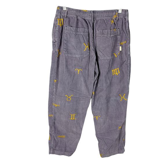 Urban Outfitters Purple Corduroy Jogger Zodiac Embroidered Elastic Waist Pants M - Picture 3 of 5